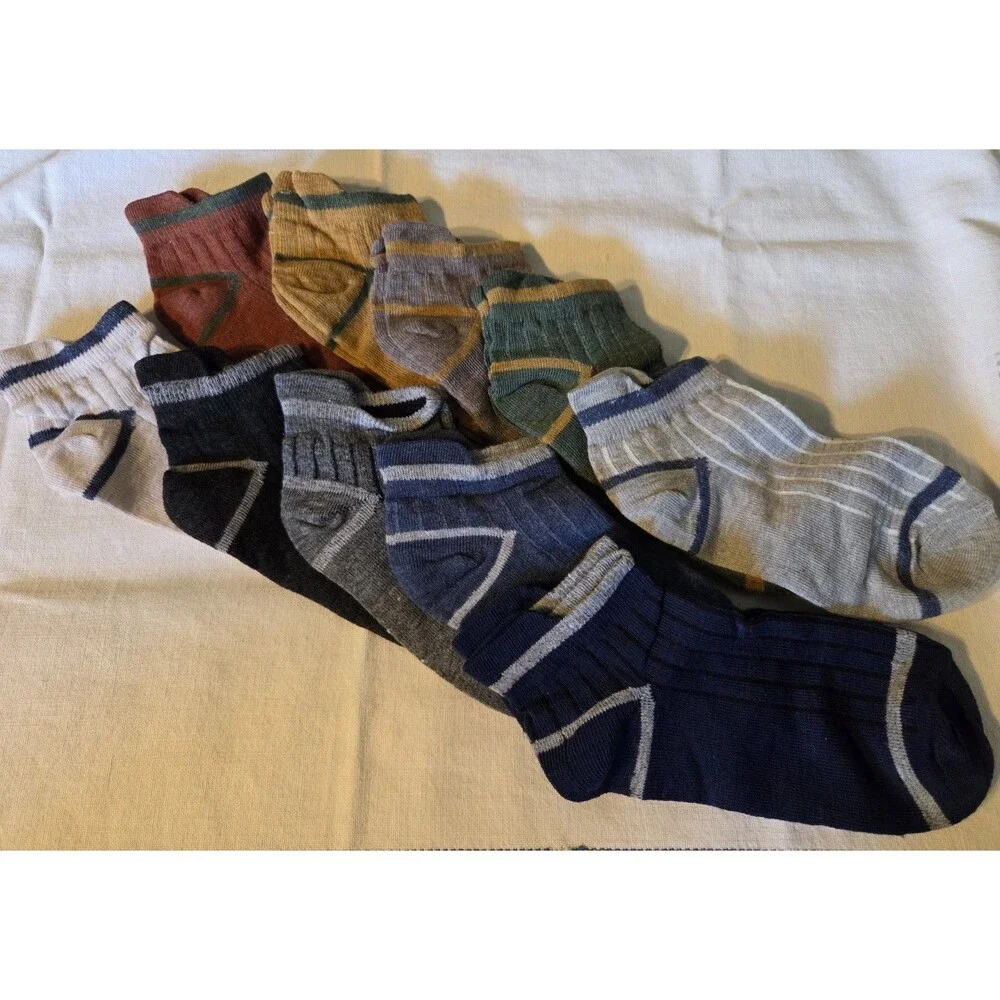 10 Pr Womens Ankle Socks  Solid Ribbed Texture Multicolor
